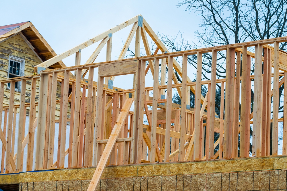 Frame,of,the,second,floor,of,a,plywood,house,material